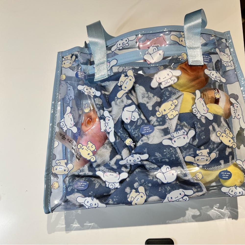 NWTS Rare Cinnamoroll Mocha Blue Clear PVC Tote Bag - Picture 3 of 5